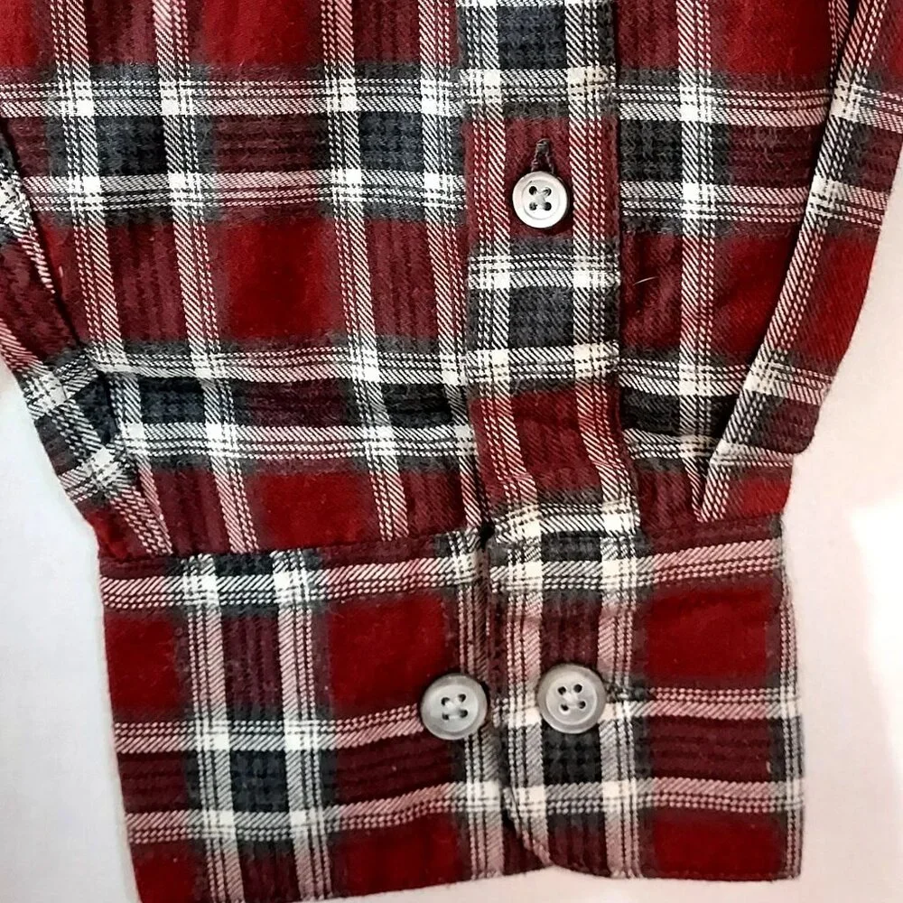 Banana Repulbic Mens Red/Brown/ White Plaid Shirt. SzM Long Sleeve Cabin Outdoor